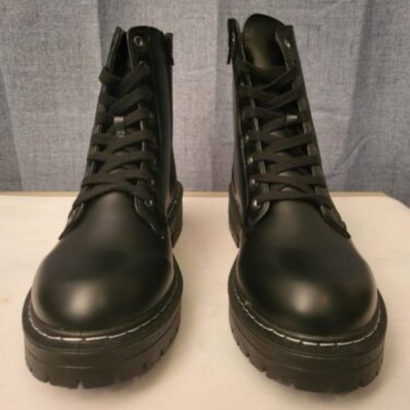 Sugar Women's Reggie Lace Up Lug Sole Combat Boots Black Size 10M - Picture 5 of 7